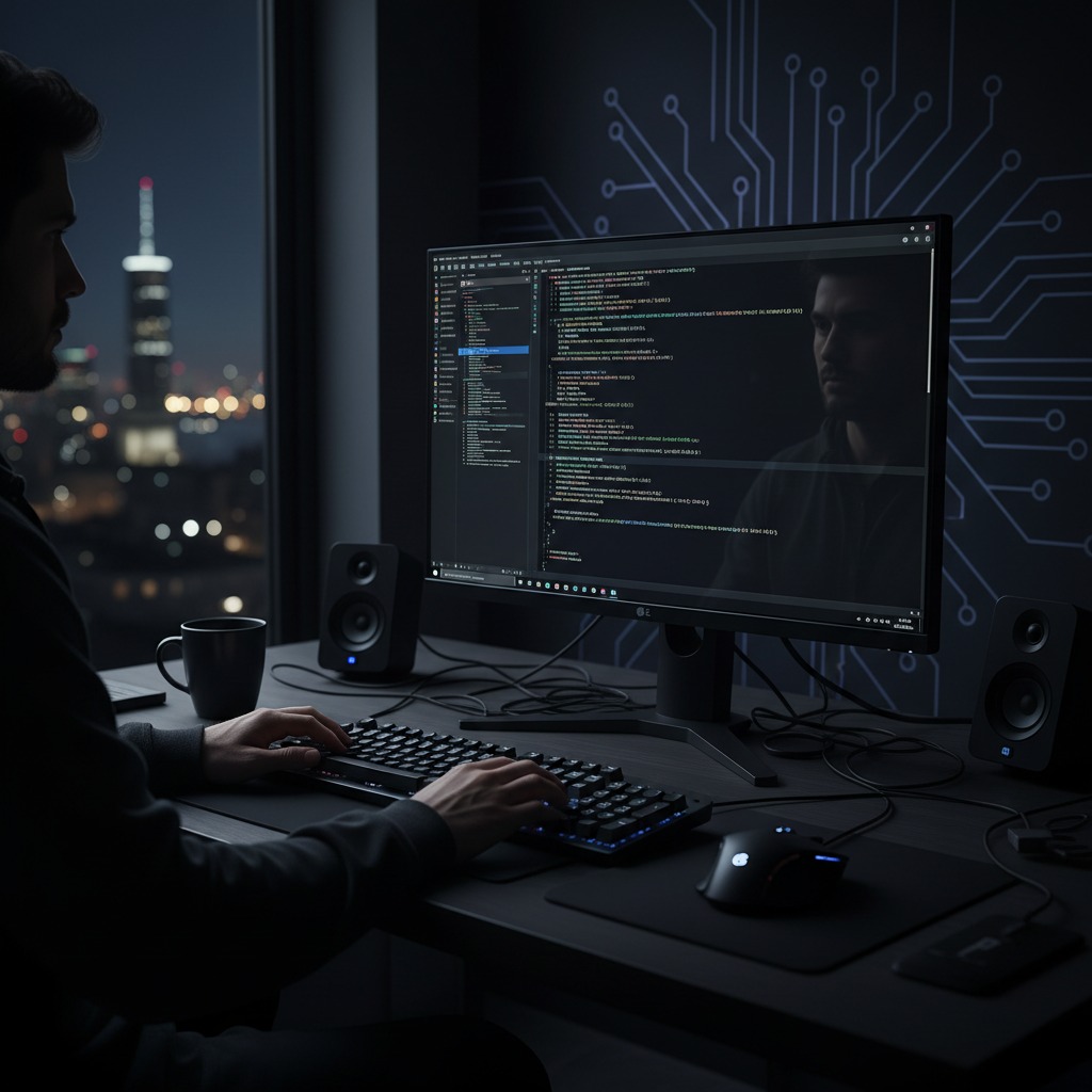 make black themed picture of software